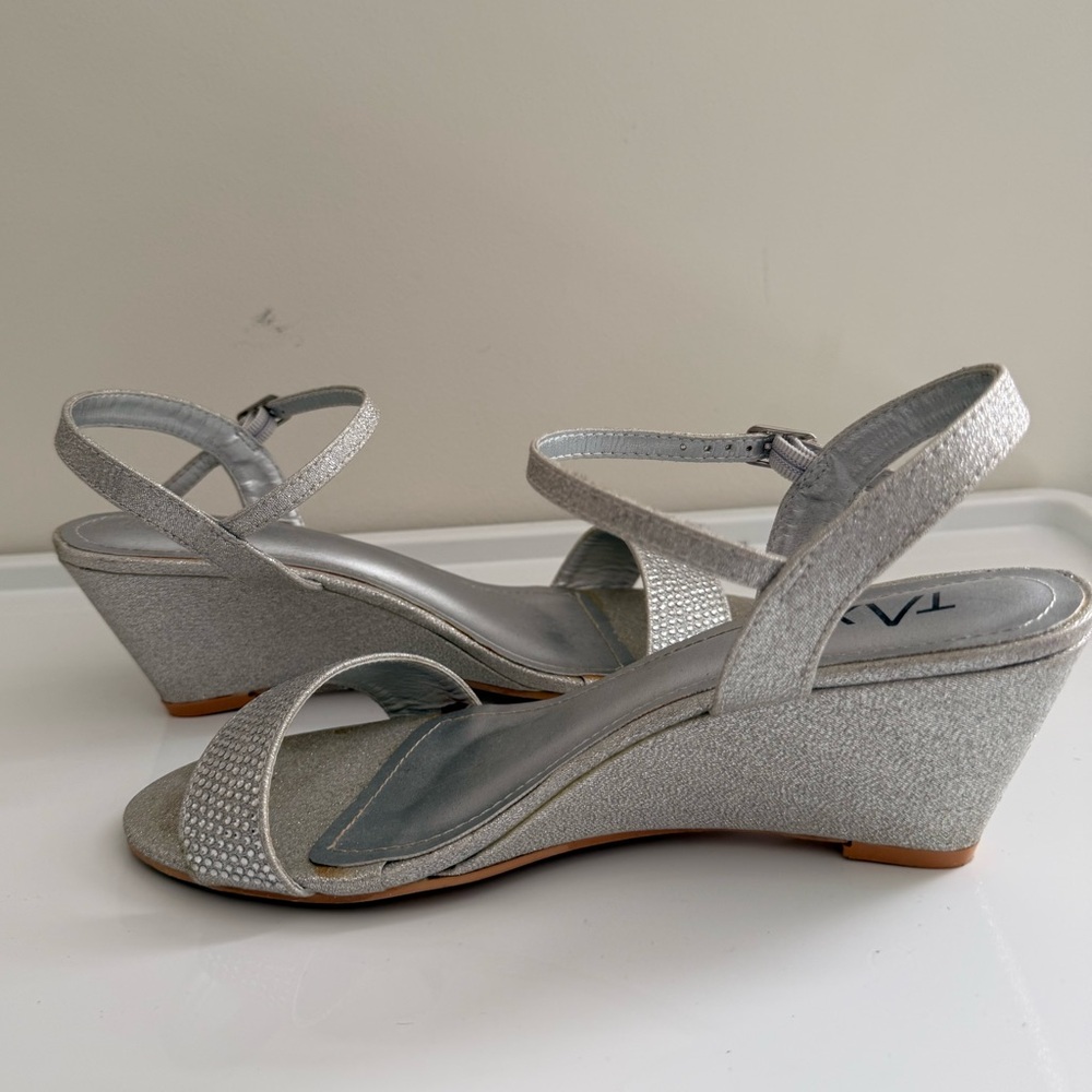 Elegant Silver Wedge Sandals